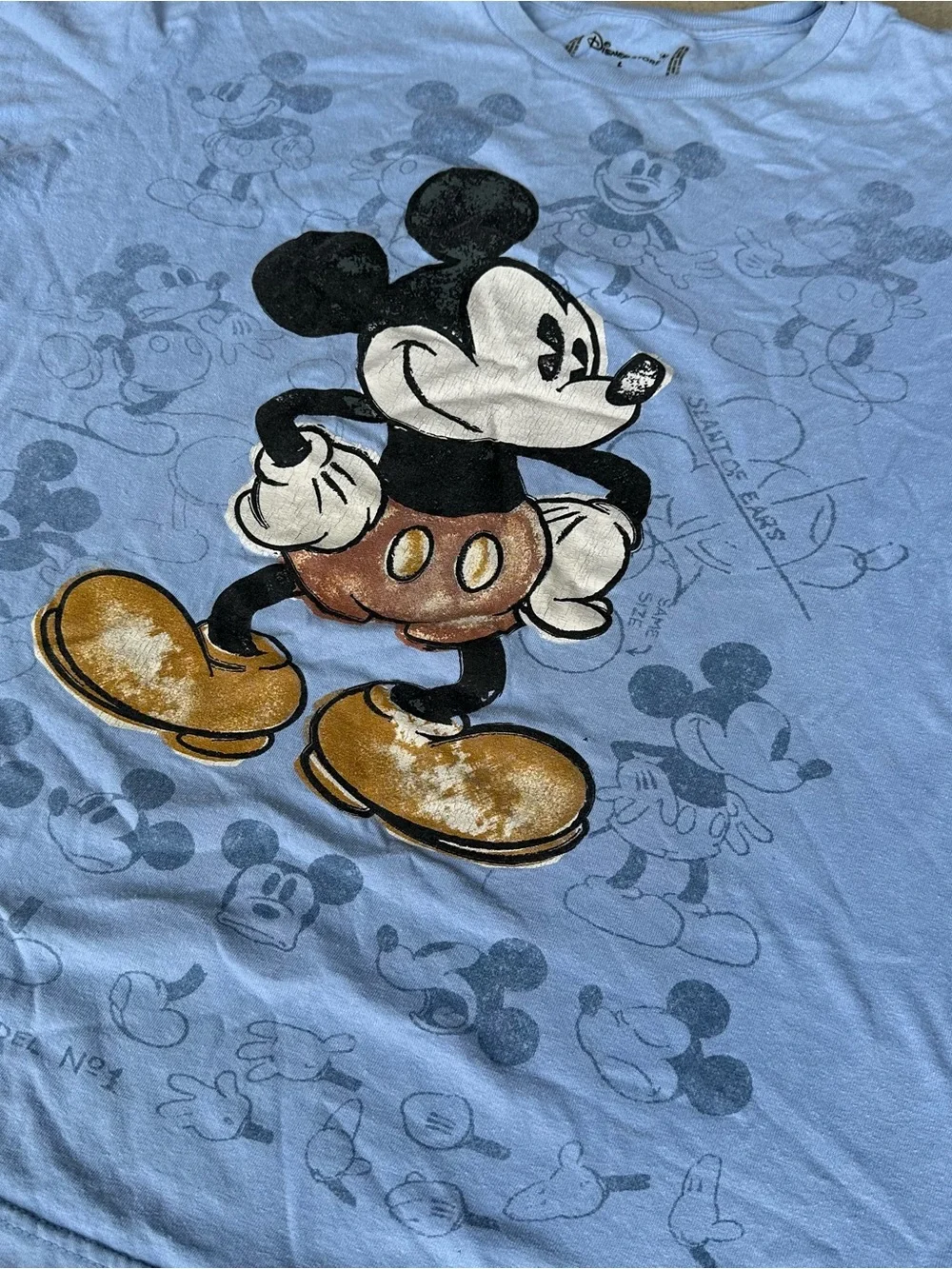 Disney Light Blue Mickey Mouse Graphic Tee Large